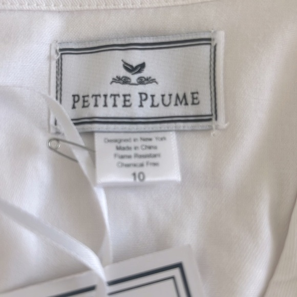 PETITE PLUME Girls Classic White Short Set Chemical Free Flame Resistant Size 10 - Picture 7 of 8